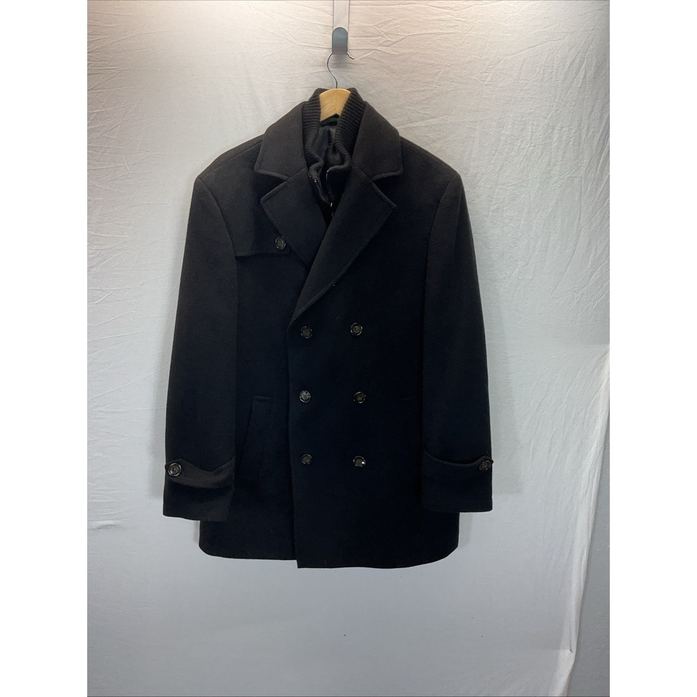 VTG Lauren‎ Ralph Lauren Pea Coat Men 42R Black Wool Nautical double breasted